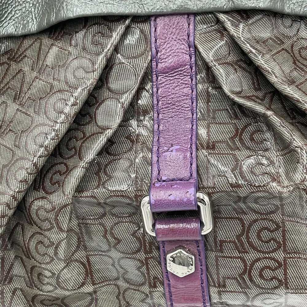 Marc By Marc Jacobs Large Patent Leather Handbag‎ Shoulder Bag Hobo Grey Purple